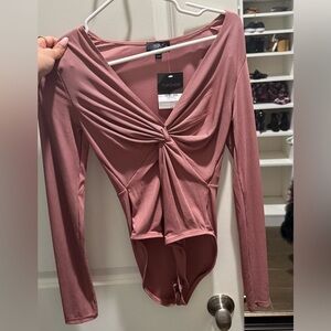 Topshop Mauve Twist Front Bodysuit